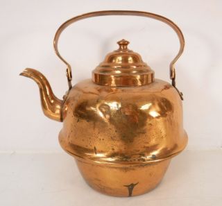 Antique Revere Copper Boiler w/ Lid Wooden Handle,  Teapot Kettle Volund Hamar 3