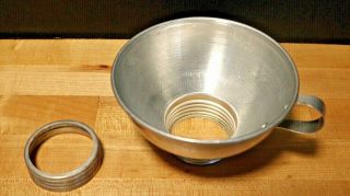 Vintage Aluminum Canning Funnel W Detachable Screw - On Ring But Missing Sieves