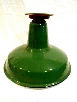 Vintage Green Enamel Filling Station Light 12 X 9 Long Neck W/ Receptacle