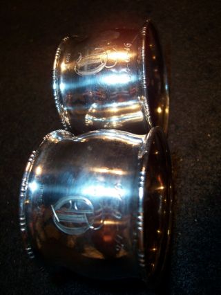 Antique Sterling Silver Napkin Rings Pair 830s Roses