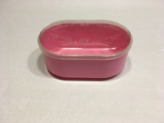 Vintage Wil - Hold Pink Plastic Oval Box With Floral Etched Design Lid By Wilson