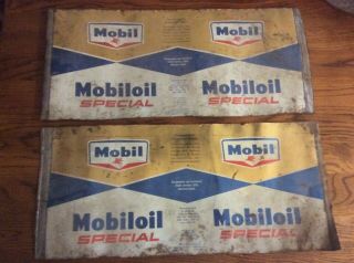Vintage Mobil Oil Special Can Tin Metal Set Of 2