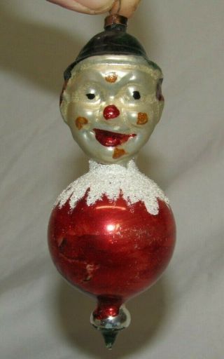 German Antique Hans Head Figural Glass Christmas Ornament Decoration 1930 