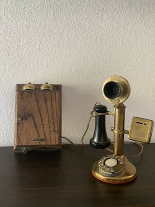 Antique Western Electric Candlestick Phone With Dial & Ringer Box