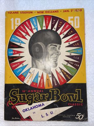 Vintage Oklahoma Ou Sooners Vs Lsu Football Program Sugar Bowl 1950