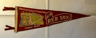 1946 Boston Red Sox Am League Champions / Fenway Park Pennant 8.  5 X 25