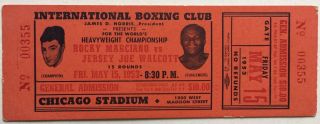 Rocky Marciano Vs Jersey Joe Walcott Championship Full Ticket 5/15/1953