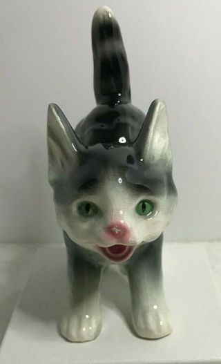 Vintage Goebel West Germany Black & White Cat Glazed Porcelain Figurine