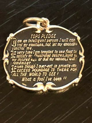 Collectible Vintage Tops Pledge About Weight Loss Metal Charm