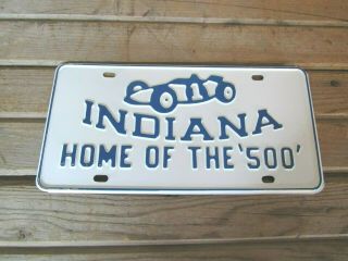 Vintage Indiana Home Of The 500 Metal Embossed License Plate Nos Indy 500