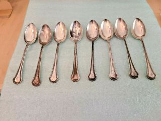 Antique Set 8 Ts Company Sterling Silver Teaspoons 5.  25 " 110 Grams (3.  9 Oz)