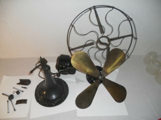 Vintage Antique Western Electric Fan Brass Blades Cast Base Very Heavy