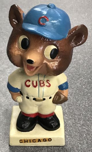 Vintage 1960s Chicago Cubs White Square Base Bobblehead Japan Nodder