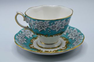 Royal Albert Enchantment Teacup Saucer Bone China England Vtg Blue Floral