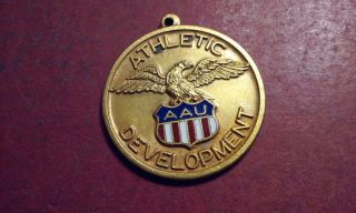 Vintage 1967 Aau (amateur Athletic Union) Medal Athletic Development Gold - Tone