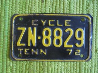 1972 Tennessee Motorcycle License Plate 72 Tn Cycle Tag Zn - 8829
