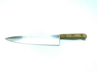 Vintage Chicago Cutlery Chef Knife 10” Stainless Steel 44s Wooden Handle