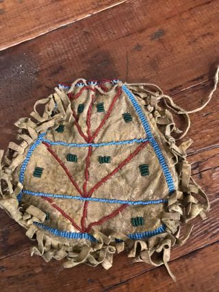Antique Northwest Native American Indian Beaded Leather Pouch Medicine Bag