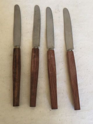 Vintage Wood Handle Stainless Knives Set (4) Japan Flatware