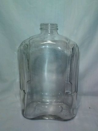 Very Unique Vintage Glass Bottle Jar Jug Container With Curved Raised Design