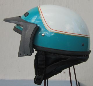 Mod Vintage Monarch Motorcycle/moped Half Helmet W/ Seer Visor Xl Bobber