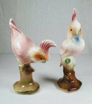 Vintage California Pottery Maddux Pink Cockatoo/parrot Figurines