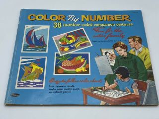 Vintage Whitman Color By Number Book 1961 Chalk Crayons Pencils Paint