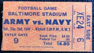 1944 Army Vs Navy Ticket Stub Football Game Sabol