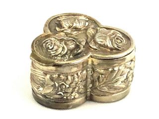 Antique Vintage Sterling Silver Repose Roses Trinket / Snuff Box