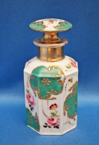Vtg Antique French Porcelain Jacob Petit Octagonal Cologne Perfume Bottle