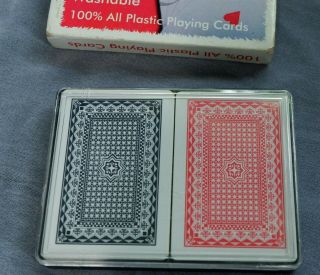 2 - - Decks Royal 100 Plastic Playing Cards Set Plastic Case Vintage