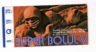 Bowl V Baltimore Colts Vs.  Dallas Cowboys Ticket Stub 129055