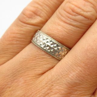 925 Sterling Silver Vintage Mexico Carved Design Band Ring Size 7