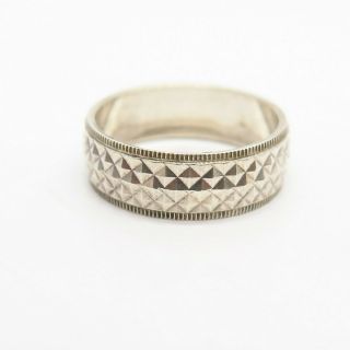 925 Sterling Silver Vintage Mexico Carved Design Band Ring Size 7 2
