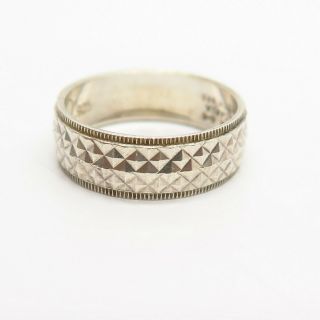 925 Sterling Silver Vintage Mexico Carved Design Band Ring Size 7 3