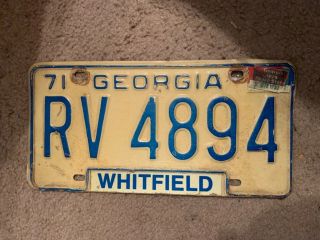 1971 Vintage Georgia Automobile License Plate Auto Tag Rv 4809 Whitfield County