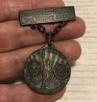 Antique Wwi 1918 Boy Scout United States War Service Award Medal