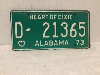 1973 Heart Of Dixie Alabama Dealers License Plate