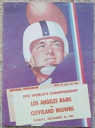 1951 Nfl Championship Program Cleveland Browns Vs Los Angeles Rams