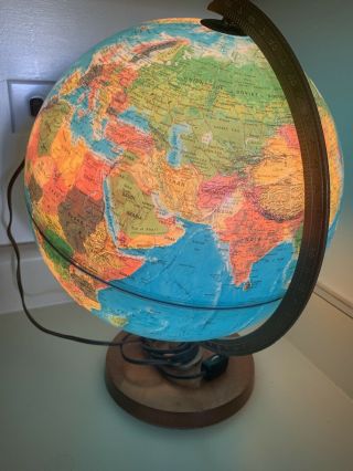 Vintage Replogle World Horizon Series 12 " Lighted Globe Usa Illuminated Textured