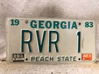 Vintage 1983 Georgia Vanity License Plate “rvr 1”