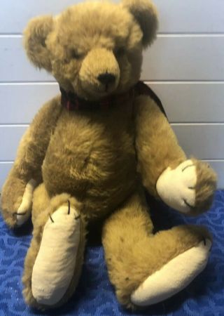 Vintage Mohair Jointed Teddy Bear 20” Tall No Tags.