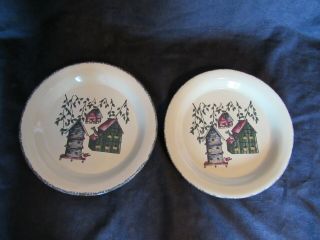 Vintage Home And Garden Party Pottery Birdhouse Dinner Plates