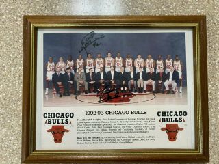 Chicago Bulls 1992 - 93 World Champion Print Signed By Scottie Pippen Phil Jackson