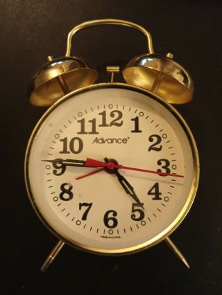 Vintage Advance Two Bell Wind - Up Alarm Clock
