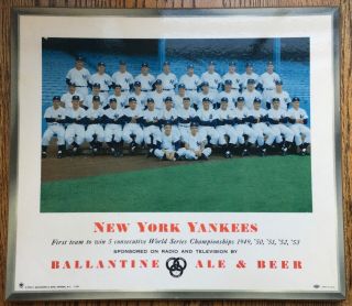 1954 Ballantine Ale & Beer York Yankees Advertising Plaque