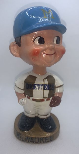 1960s Vintage Milwaukee Brewers Bobblehead Nodder - Gold Base