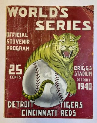 1940 World Series Program Detroit Tigers Vs Cincinnati Reds Game 2