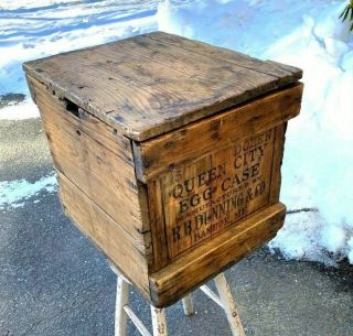Vintage Wooden Egg Crate - Queen City,  Bangor,  Maine