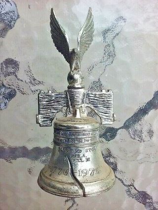 Vtg Cast Metal Eagle Liberty Bell 1776 1976 Bicentennial Silver Tone Japan